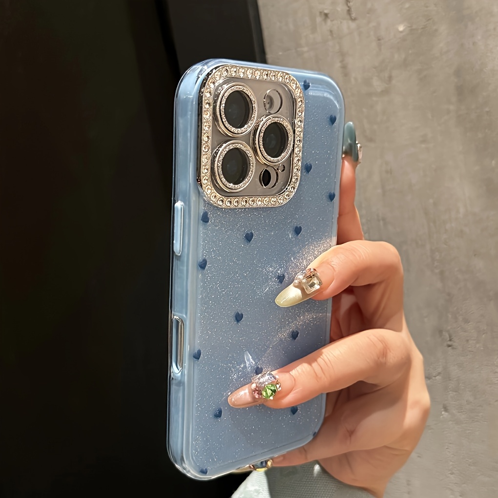 TEMU Custodia per Telefono: Custodia con Lente a Cuore Diamante a , Design , Anticaduta, e Moda, Regalo per e Famiglia. Compatibile con 16/16 Plus/16