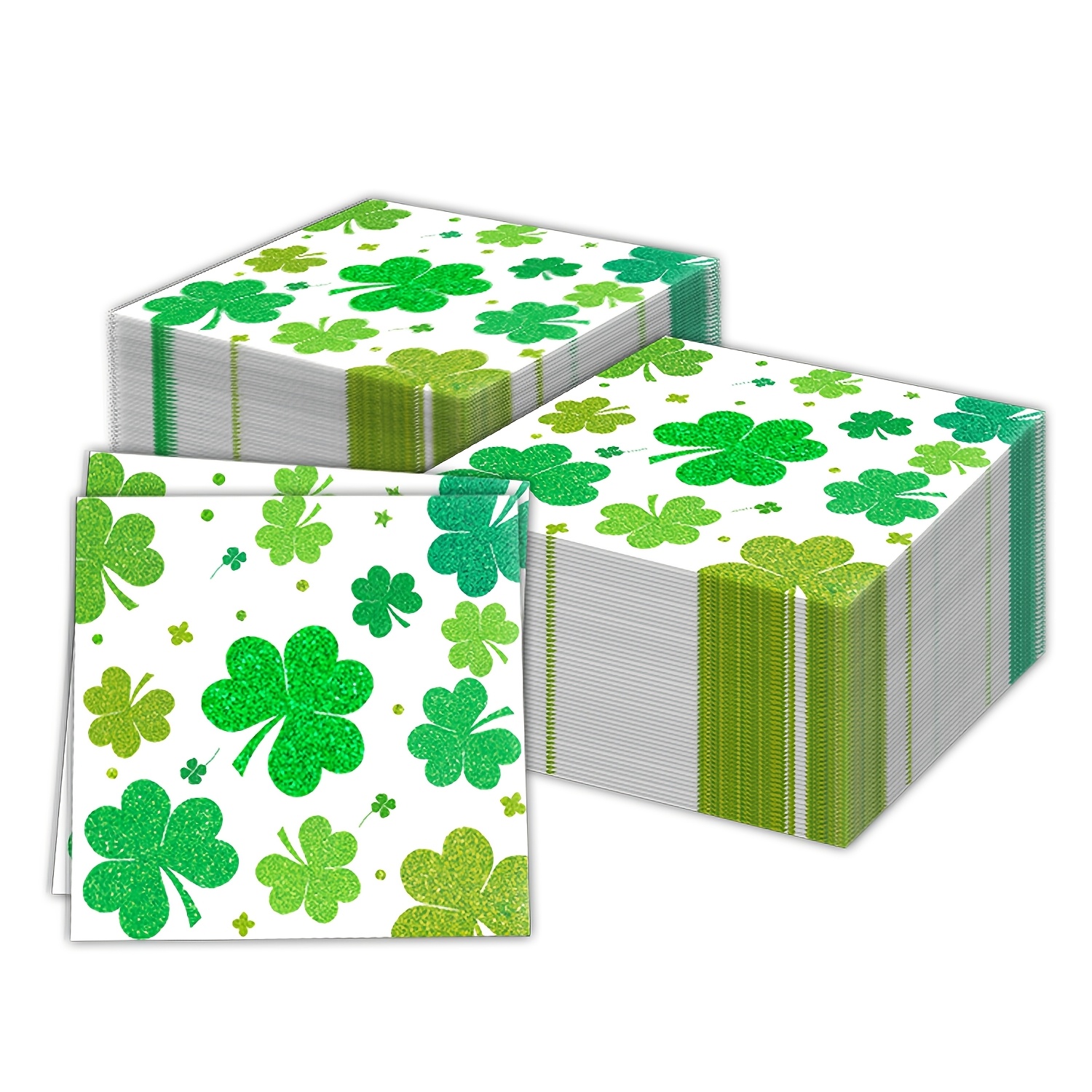 

24-pack 's Day Glitter Shamrock Napkins, 3-ply Paper, , Individual Sheets, Irish Themed Party Favors, Spring Celebration Tableware Decorations