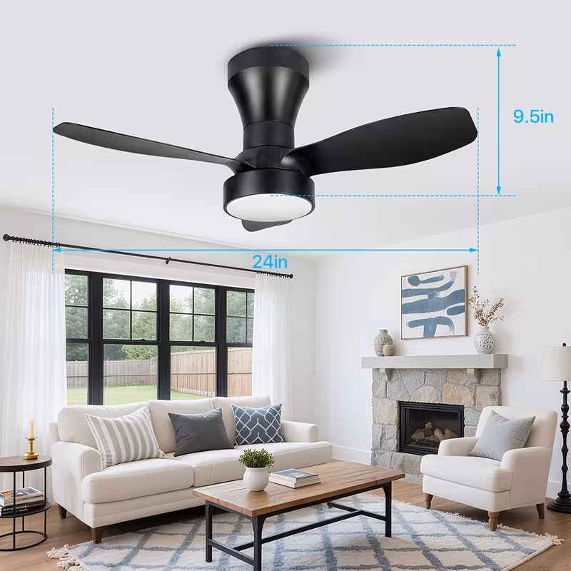 24 ceiling fans with lights low profile ceiling fan remote noiseless 3 gears 3000 6500k dimmable 6 wind black ceiling fan for bedroom indoor outdoor use Product details 2