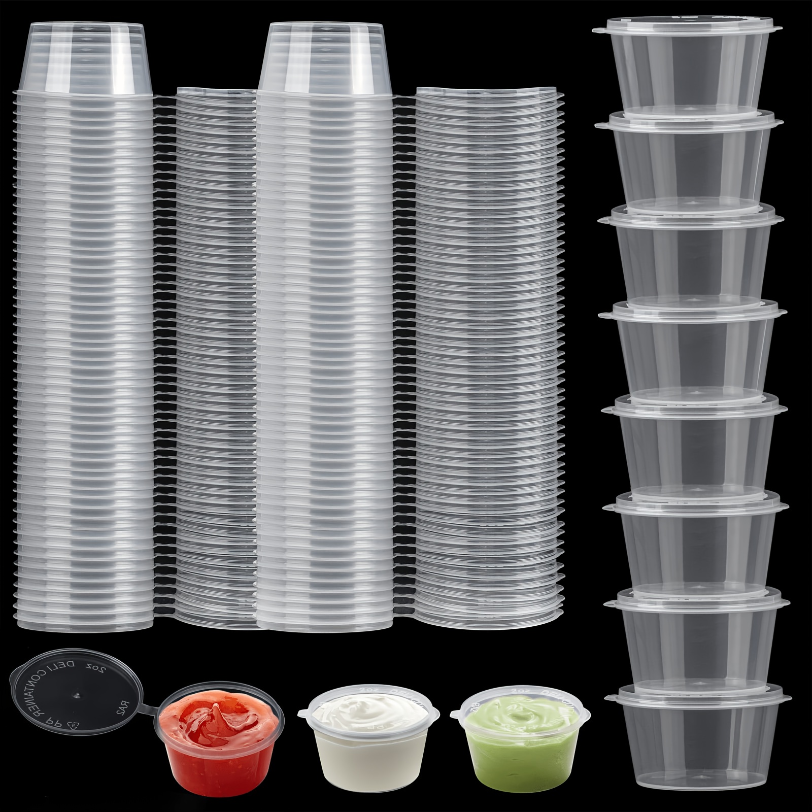 TEMU 50pcs Snack Containers With Lids - 2.0 Guisi 50ml/round Packaging Boxes, External Lock Thickened, Leak-proof, Durable Plastic, Snack Bags/snack