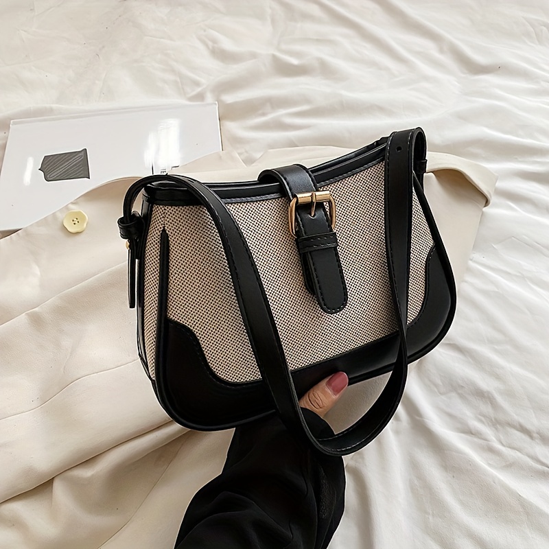 Simple And Versatile Women's Shoulder Bag, Solid Color Tote For Shopping, Vacation Synthetic Leather Crossbody Bag