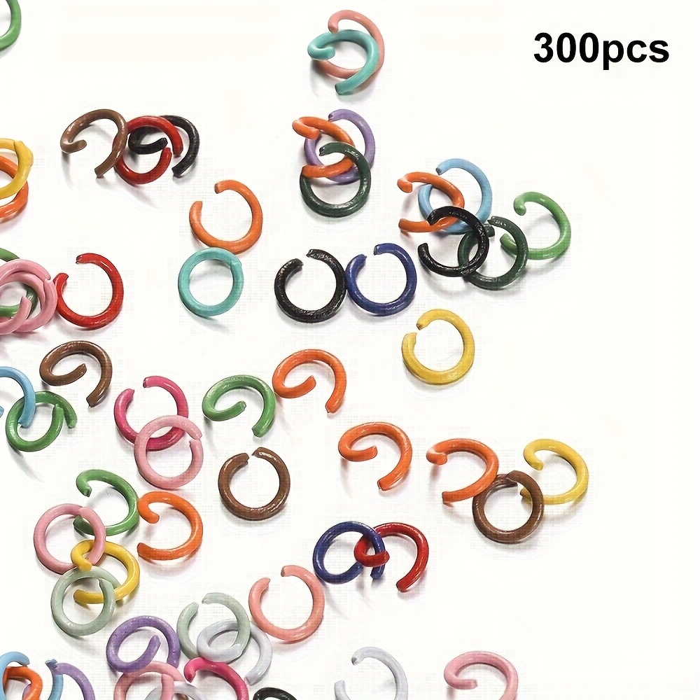 TEMU 300pcs Anillos de Conexión de Sencillo de Esmalte Multicolor, Anillos de Abiertos de Esmalte de Tamaños 8/10/12Mm, para Fabricación de Joyas -