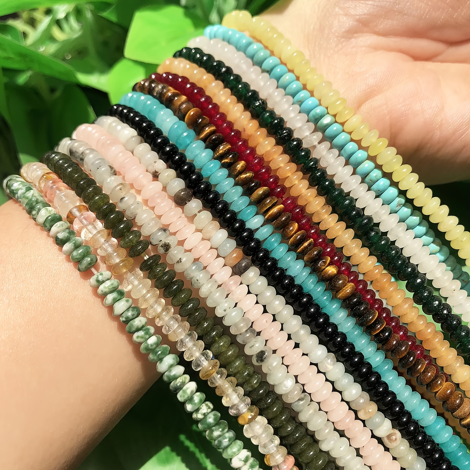 Multicolored Abacus Stone Beads, 4X2Mm for Jewellery Making