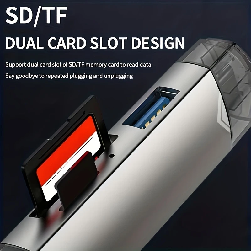 6 in 1 usb 3 0 card reader with 5 high speed data c interface sd tf memory card compatible for smartphones tablets cameras sd card reader for phone details 4