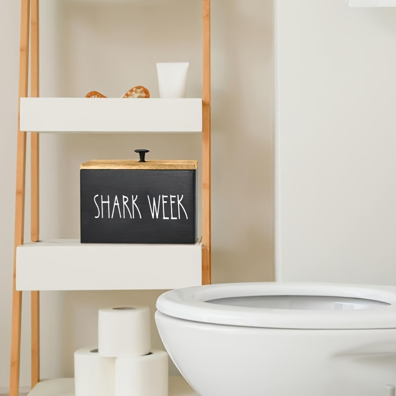 

Boîte de rangement en bois pour la salle de bain pour la semaine du requin avec couvercle - Conception légère et indépendante pour les cosmétiques et les produits d'hygiène féminine