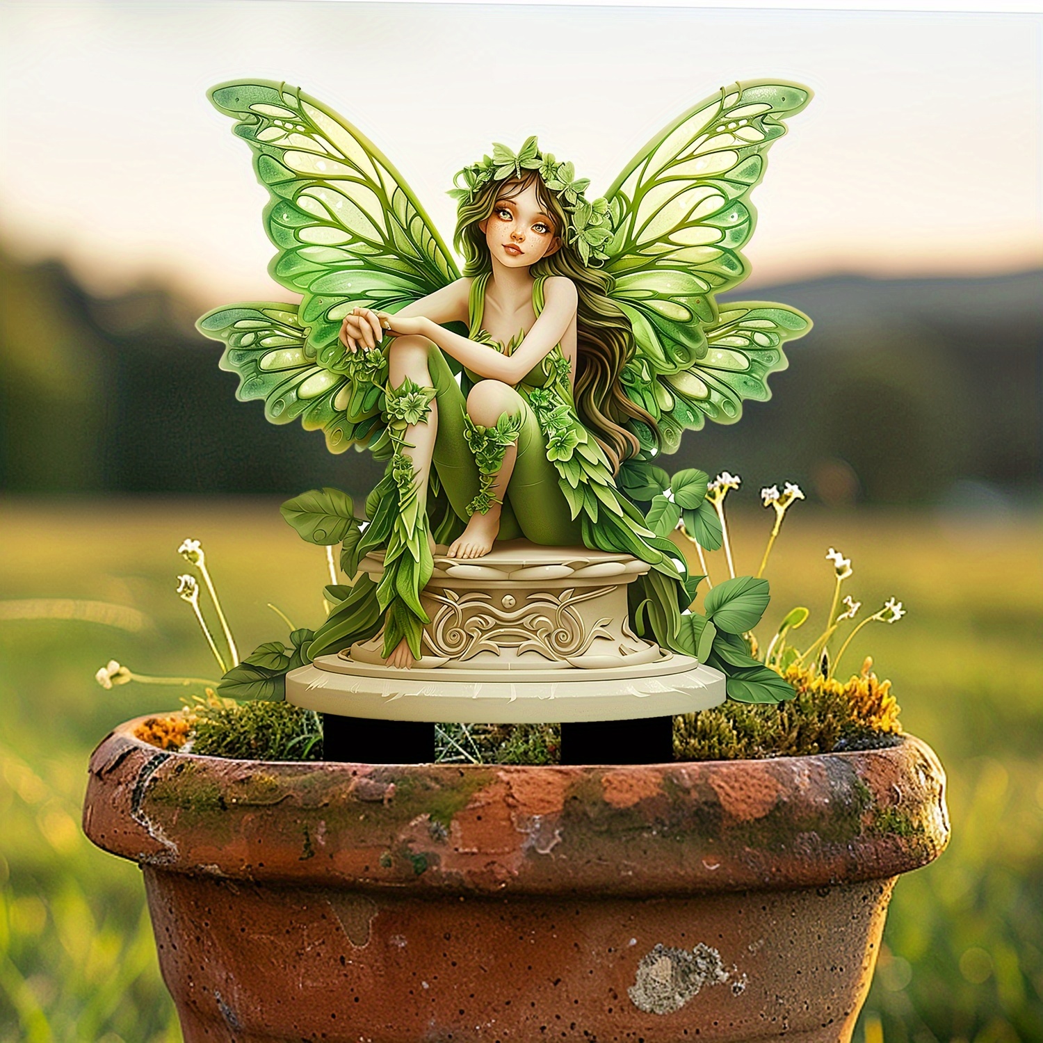 

Boho-style Acrylic Garden Fairy Decorative Stake, Waterproof Multipurpose Elves Theme Sign, English Language, Artistic Pot & Yard Accent With Green Elf Design, Outdoor Durable Decor Plaque (pack Of 1)