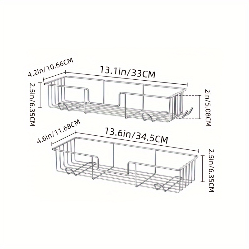 Shower Caddy Basket Rack Adhesive Hooks Shower Shelf Wall - Temu