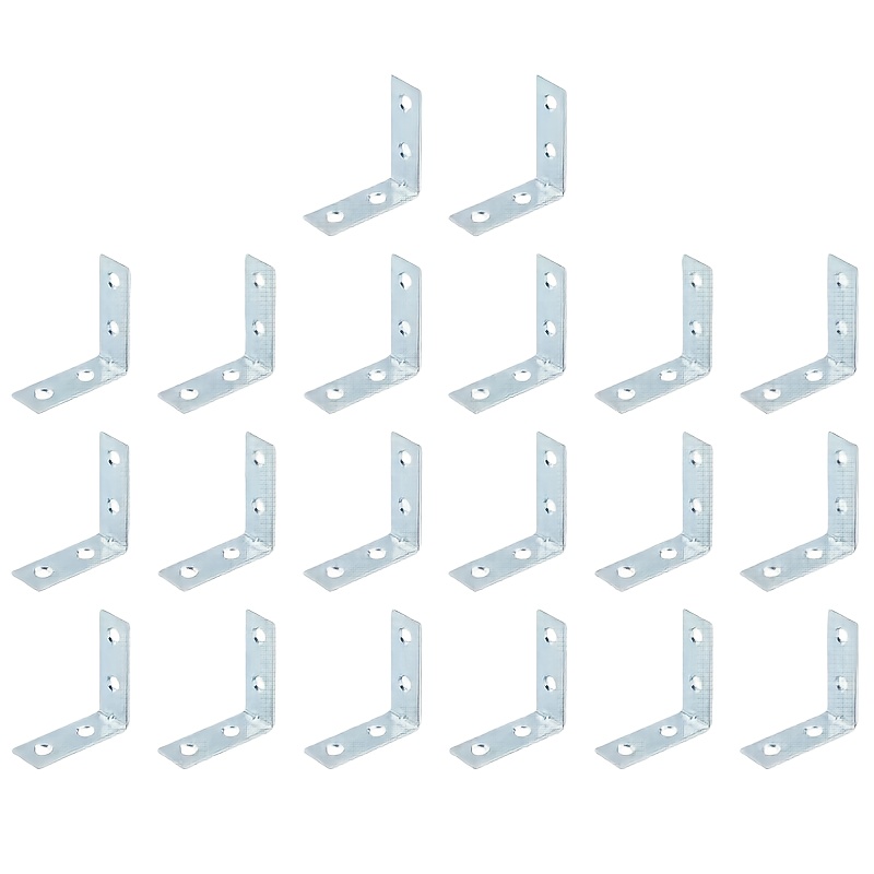 Image of 20 Galvanized - High-load L-shaped Metal Brackets With Pre-drilled Holes, Suitable For Wooden Bookshelves, Furniture, And Cabinets - Stable Supports, Installation Materials For Furniture Manufacturing