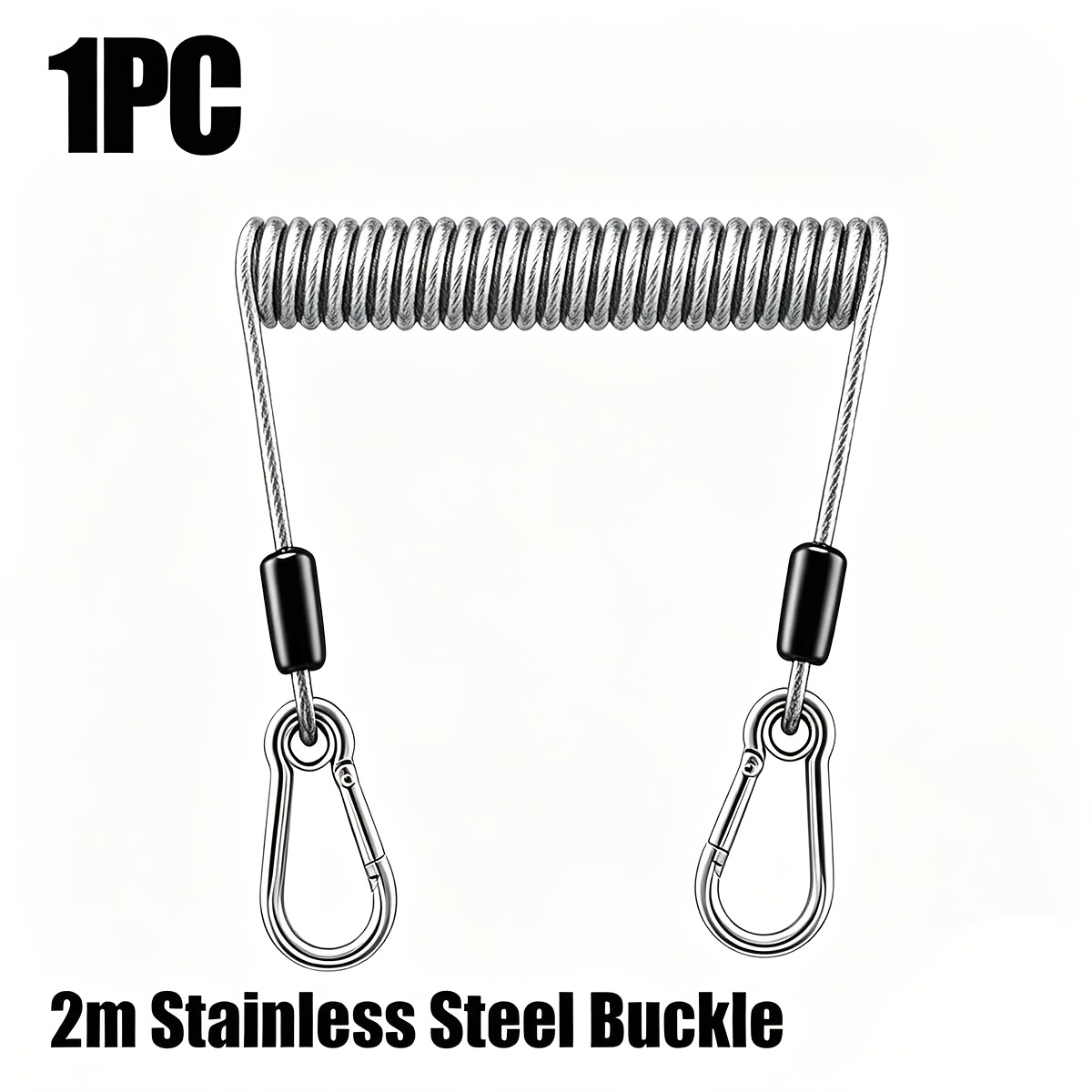 TEMU Sea Fishing Boat Fishing Retractable Fishing Tools, 1.5- Steel Wire Anti-lost Rope Stainless Steel Elastic Lost Hand Rope, Automatic Retractable