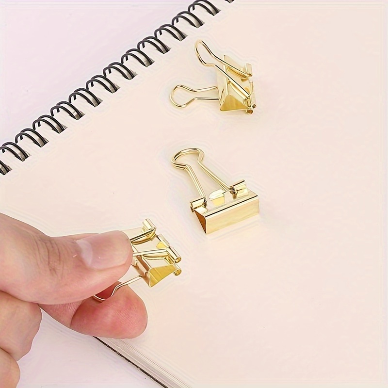 TEMU 60pcs Golden Binder Clips - Small Metal Paper Clamps For Office, Receipts & Documents