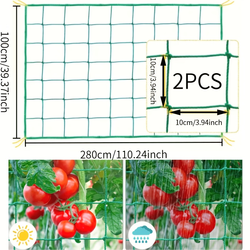 Image of 2pcs Heavy Duty Plant Climbing Net, Courtyard Vegetable Garden Trellis Net, Garden Vine Rack Decorative Net, Suitable For Climbing Plants, Flowers, Vegetables, Fruits, , Nurseries, And Garden Fences