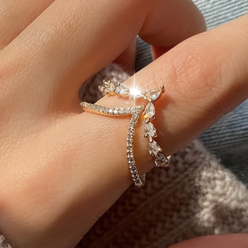 Women's Star Moon V-Shaped Double-Layer Adjustable Ring
