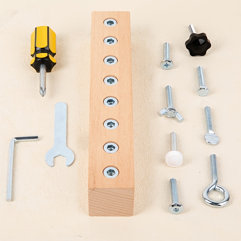 Screw Tightening Game, Wooden Screw Tightening Assembly And Disassembly, Hand-eye Coordination Grasping Wooden, Daily Life Area Material Teaching Aids