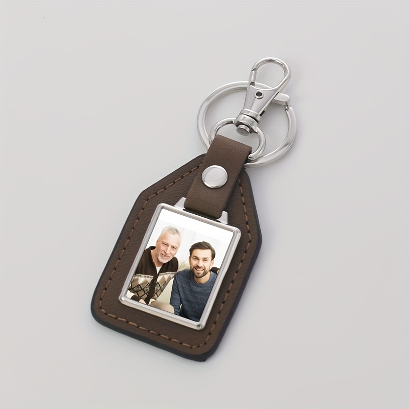 TEMU 1pc Custom Pu Keychain With Personalized Heat Transfer Printing, Custom Pattern Pu Keychain, Personalized Gift For Family, , Couples, Custom