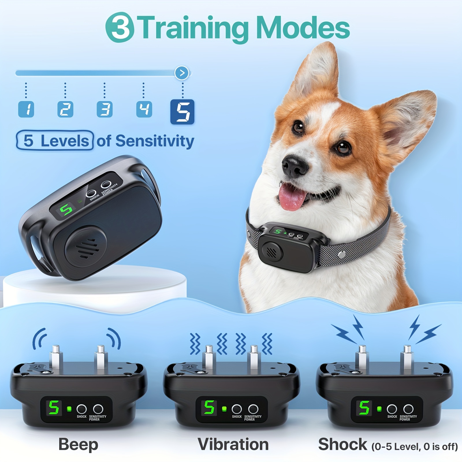 

Automatic Barking Collars, Soft And Strong Dog Collars, Optional Shock Vibration, Charging Anti-barking Collars, Smart No-barking Collars, Suitable For Large, Medium And Small Dogs