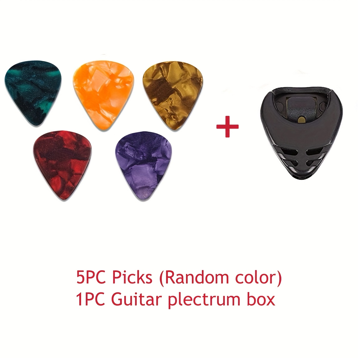 5pcs/10pcs/20pcs Guitar Picks and Pick Holder Set, for Acoustic Guitar Electric Bass Ukulele Easy-to-Stick Bracket Random Color + 1pc/1pcs/2pcs Guitar Pick Box