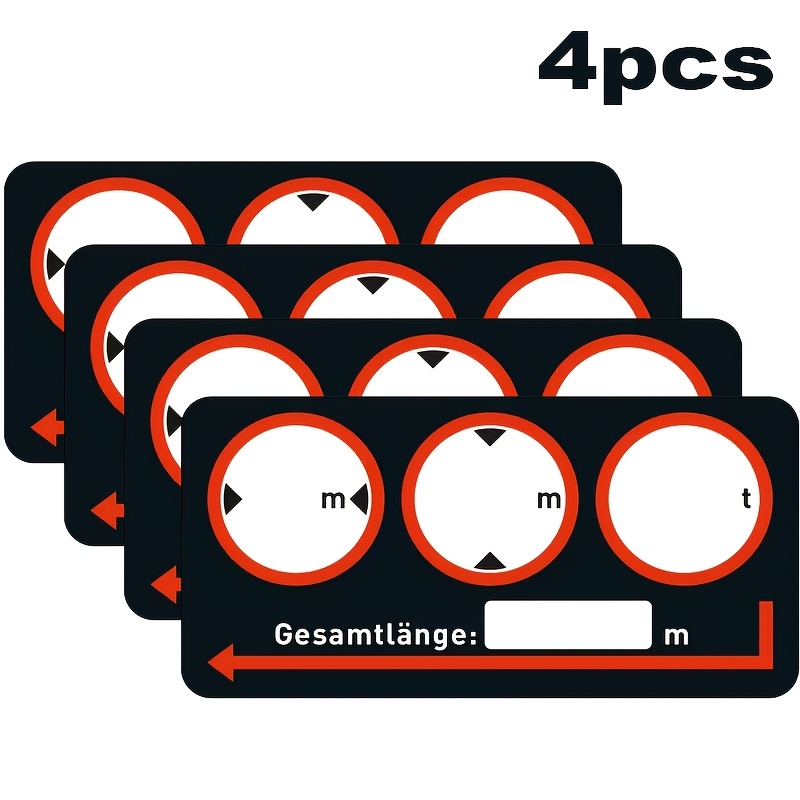 4pcs, German Vehicle Size Warning Label Stickers, Cockpit Pvc Stickers, Useful Bumper Stickers, Suitable For Car Self-adhesive Safety Stickers, Large Vehicle Driving Identification Label Stickers