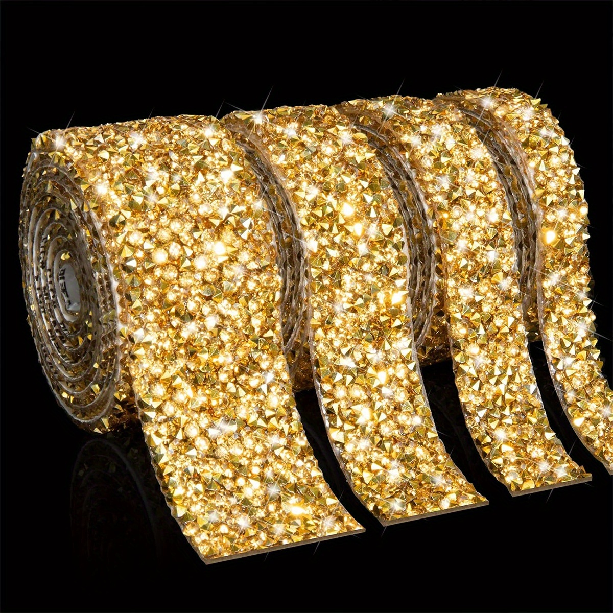 QUARKZMAN 1 Rouleau de 3 Yards de Ruban Adhésif en Strass Cristal pour Projets Artisanaux, Gâteaux de Mariage, Décorations d'Anniversaire Bleu Clair