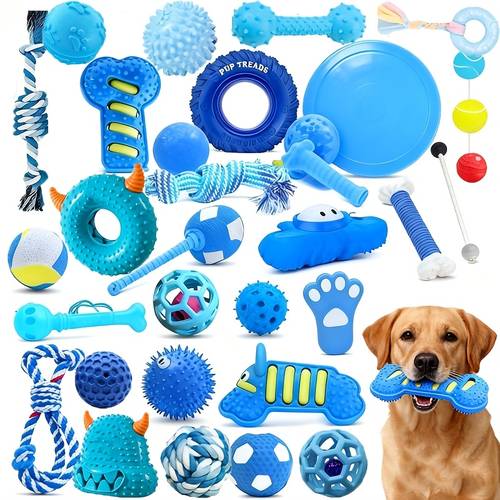 7pcs toy set pet toy chew resistant durable and wear resistant blue is color suitable for small dogs dog toy chew toy random style