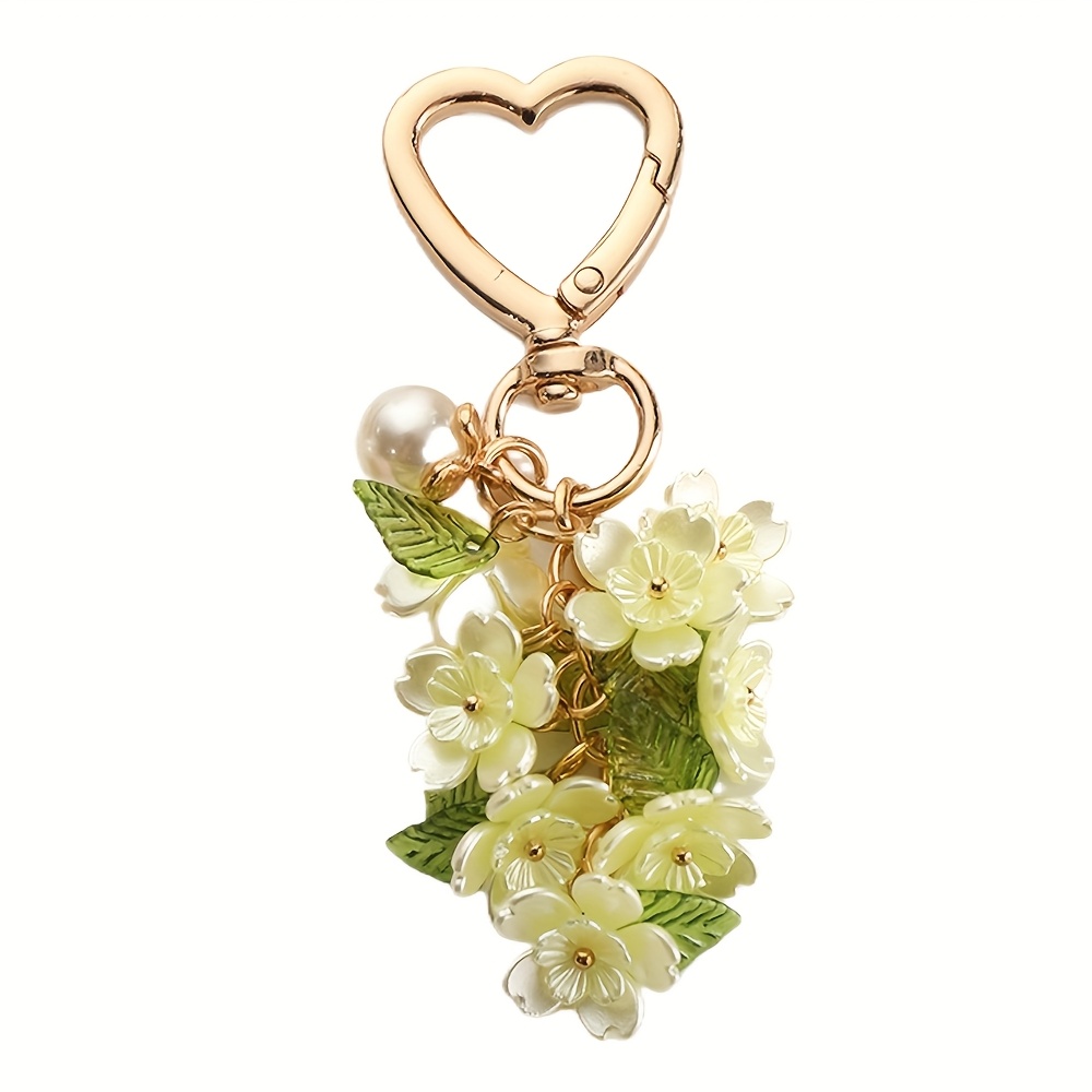 TEMU 1pc Romantic Heart-shaped Flower Keychain, Colorful Enamel Cherry Pendant, European And American Valentine's Day Birthday Gift, Exquisite