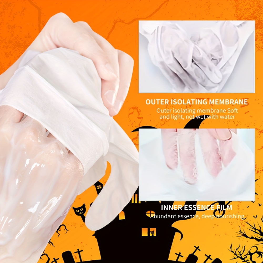 goat milk niacinamide hand mask skincare set for dry rough and cracked hands physical exfoliation deep moisturizing softening hand mask set suitable for party and holiday gifts halloween and christmas details 3