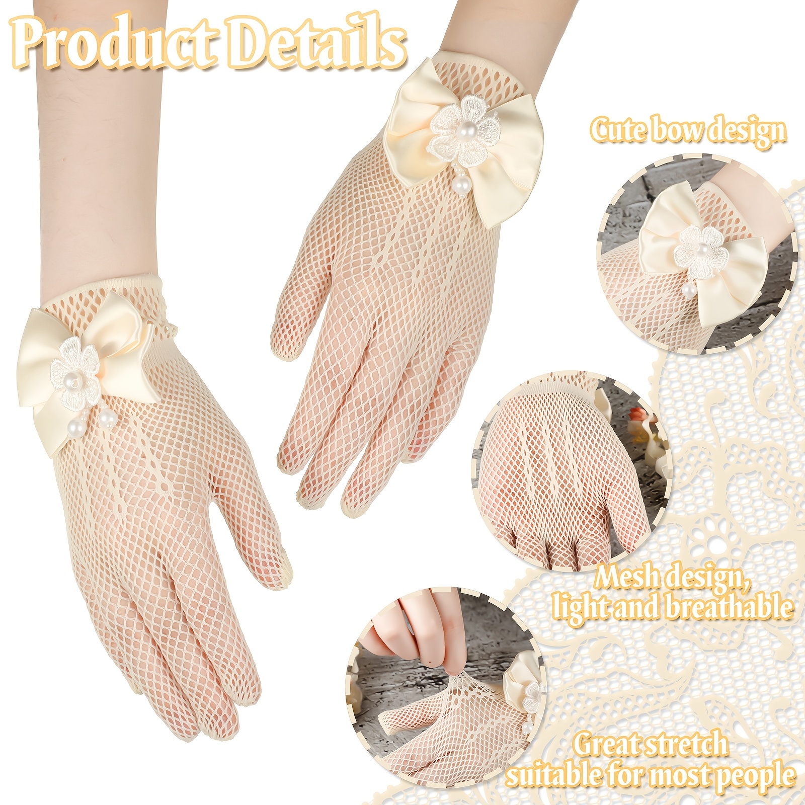 Vintage For Party Wedding Bridal Lace Gloves Wedding Dress Prom Evening Gloves