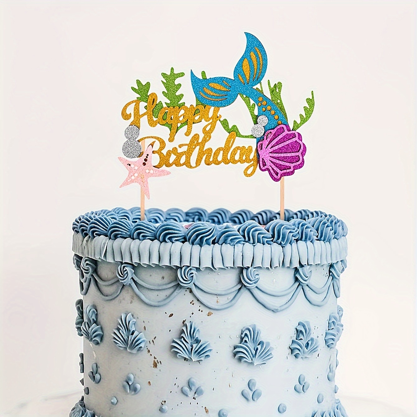 12 piezas de criaturas marinas, conchas marinas y conchas de estrella para  decoración de pastel de fiesta de cumpleaños, baby shower, boda, pastel
