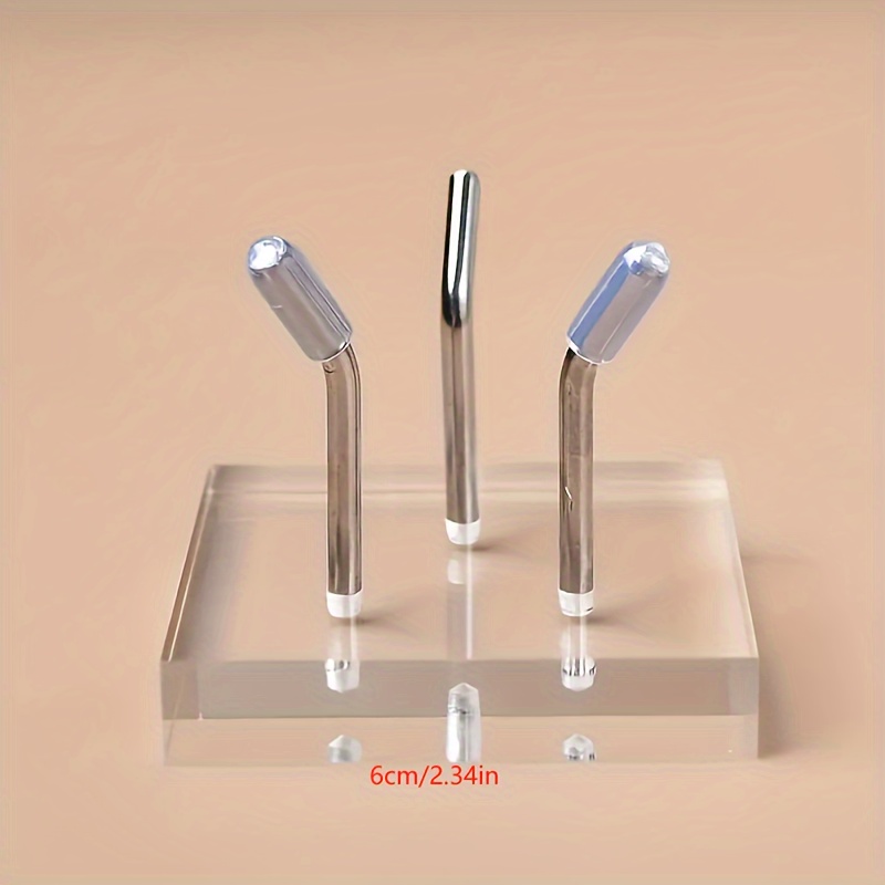 1 Transparent Acrylic Base With 3 Diagonal Nails For Eggs, Marbles, Balls Or Spheres