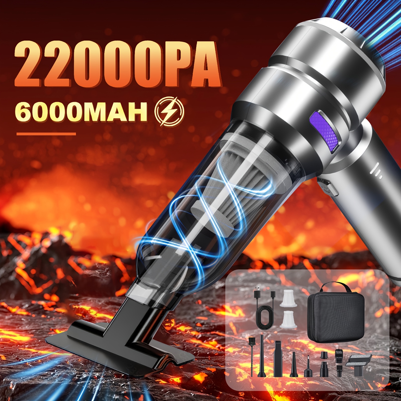 22000pa Strong Suction Handheld Vacuum - Cordless Car & Home Use, 4-in-1 For Pet Hair/sofa/carpet With Easy-empty Dust Cup