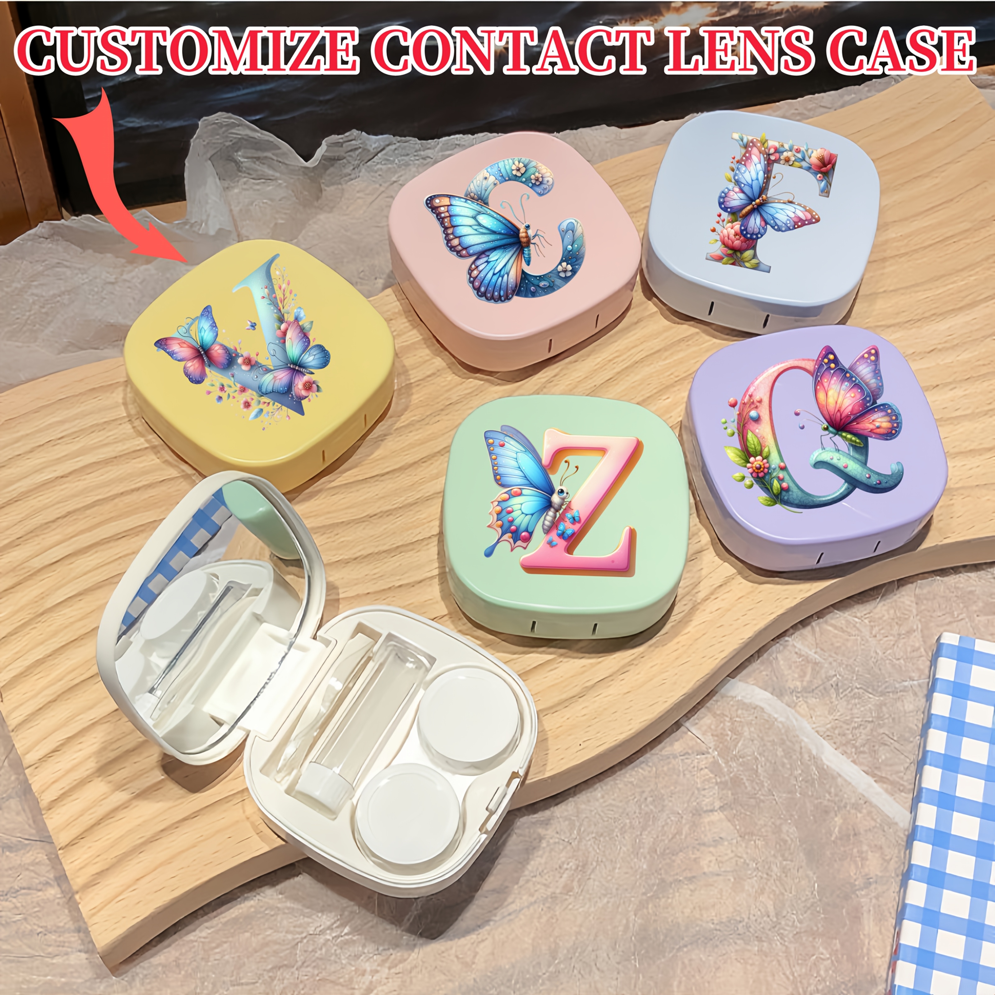 Customized Contact Lens Cases for Women, Featuring a Personalized Animal Series with Letters, Perfect for Storing Contact Lenses, Compact And Portable for Travel.
