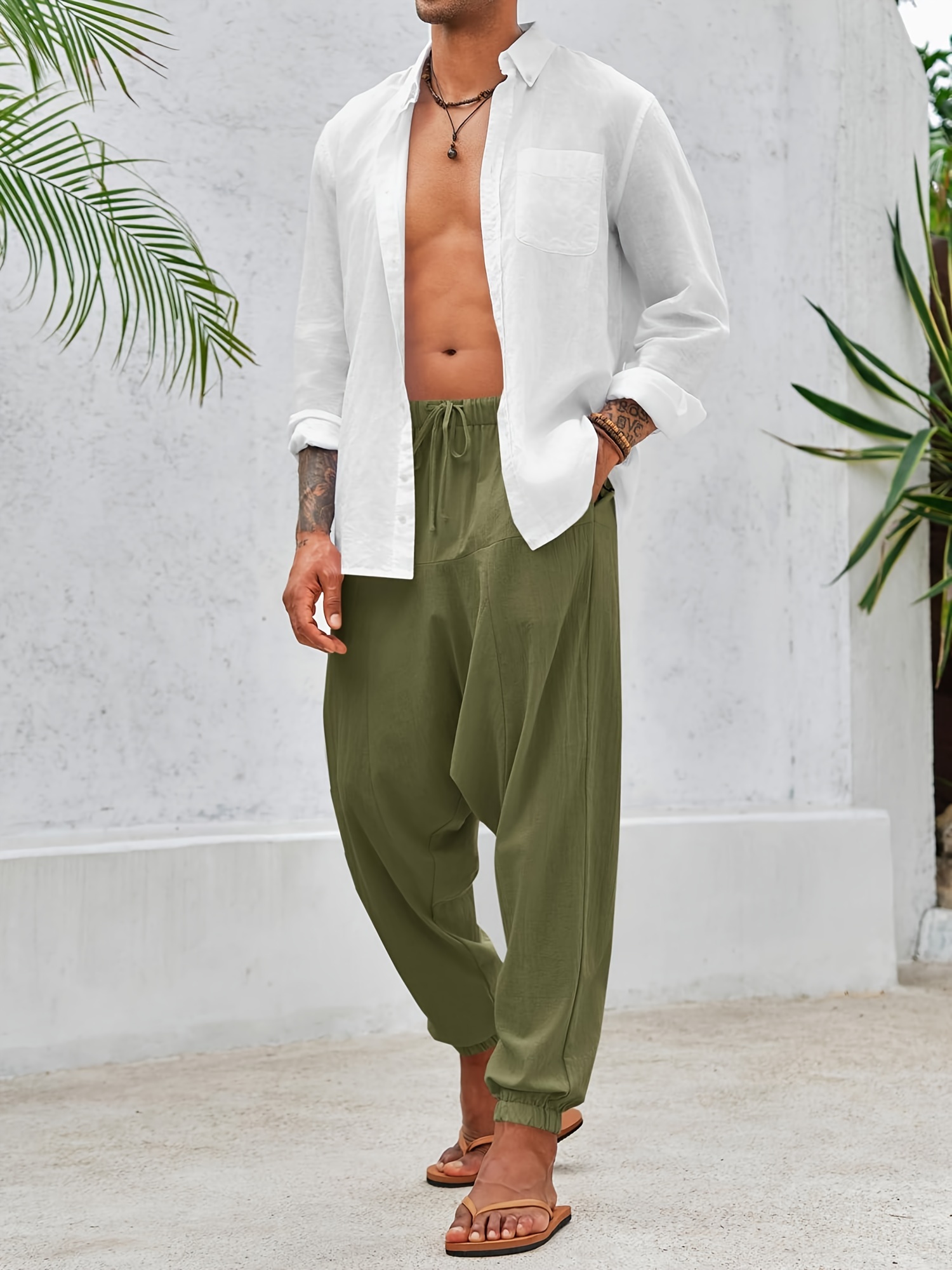 Harem Pants Mens Plus Size Harem Pants Men Japanese Loose Green