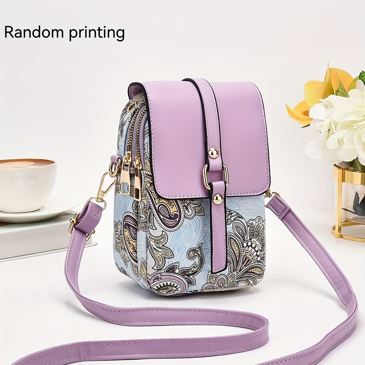 

Small Bag Women' 2024 New High-end Light Luxury Print Mobile Phone Bag Mini Practical Color Single Shoulder Bag Crossbody Bag