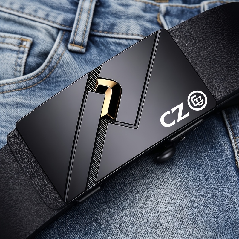 TEMU Cz Logo Men's Casual Business Automatic Belt Low-key Light Luxury Texture Smooth, Scratch And Wear Resistant, Fade-resistant, Jeans Matching
