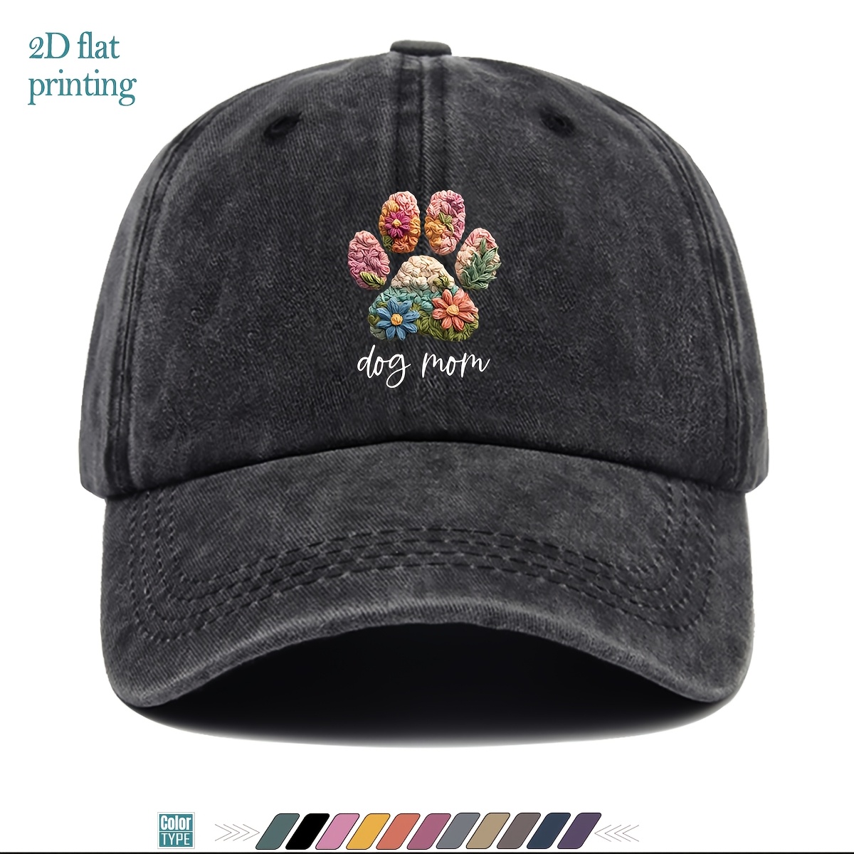 TEMU 1pc Puppy Paw Print Printed Baseball Cap Cartoon Pattern Printed Trucker Hat Comfortable Breathable Fashionable Aesthetic Cartoon Game Papa Hat