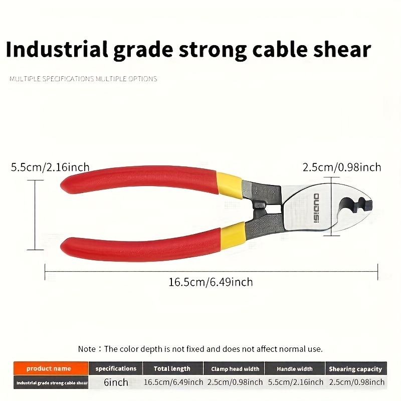 TEMU 1pc Industrial Cable Scissors, Electrician Scissors Wire Stripper, Chrome Vanadium Steel , Suitable For Electrical Engineering Precision Pipe