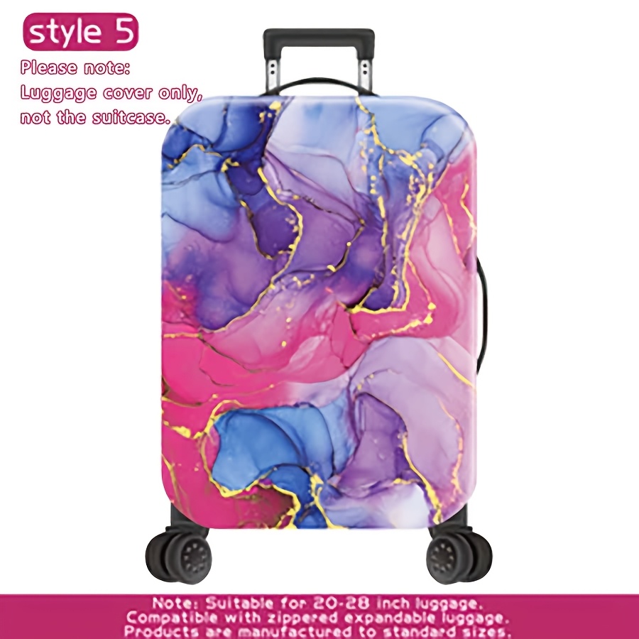 TEMU 1 pièce / Style marbre / Motif imprimé plat / Housse de bagage (Housse uniquement, bagage non inclus) / Convient aux bagages de 20 à 28 pouces /