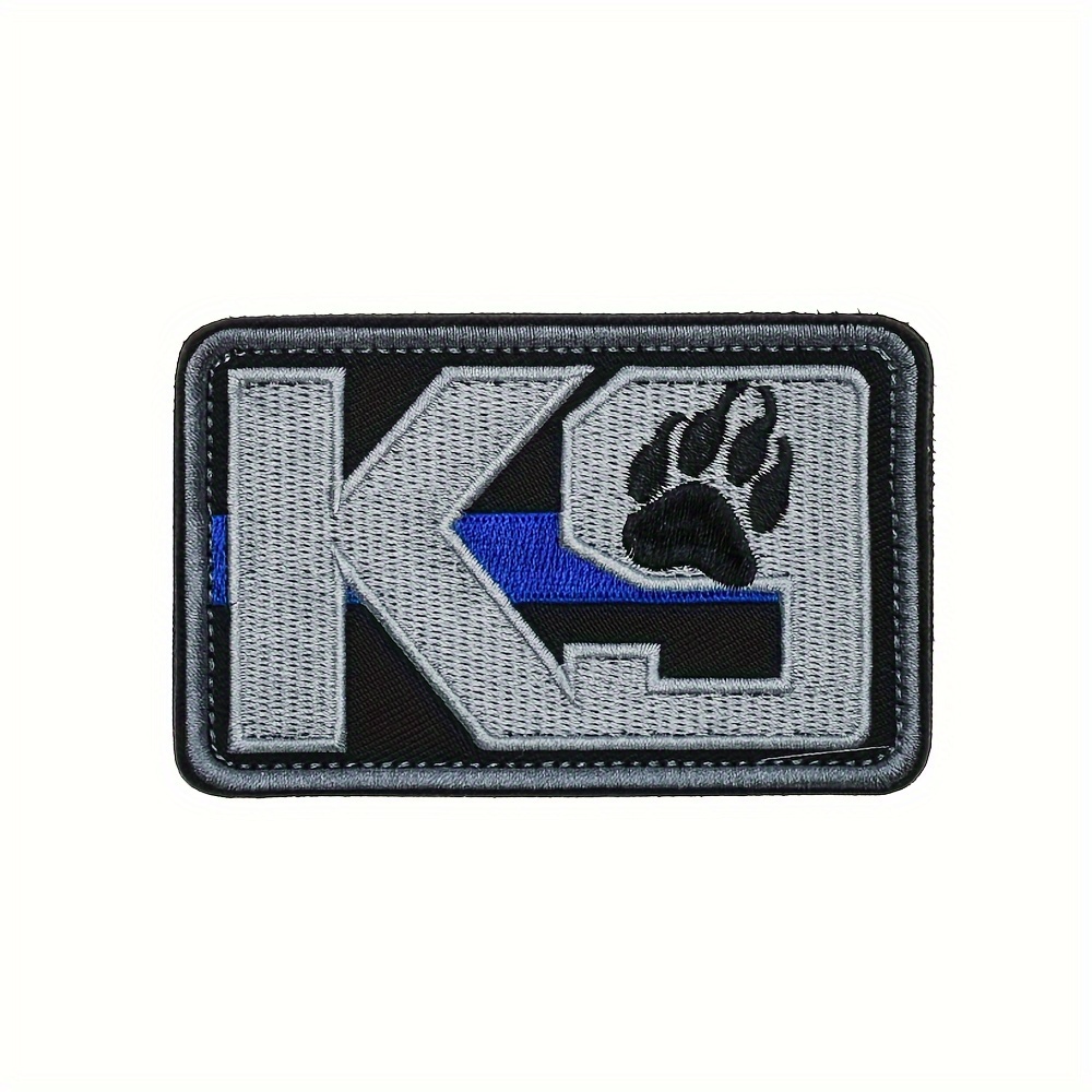 

1pc Shepherd K9 Service Dog Embroidered Patch - Nylon Tactical Military Morale Emblem With For Harness/vest, Black & Gray