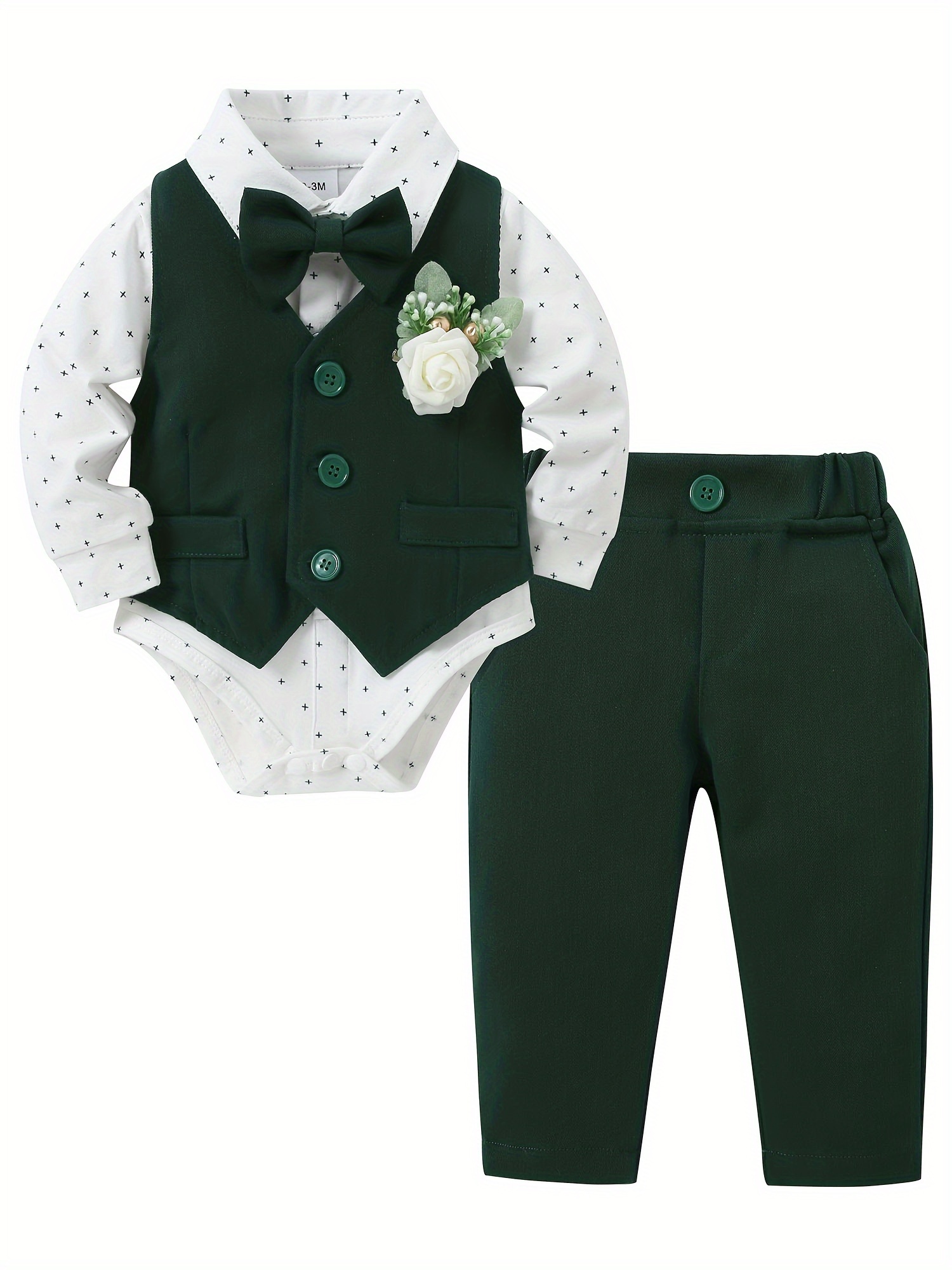 3pcs baby boy spring/autumn gentleman suit set – long sleeve shirt