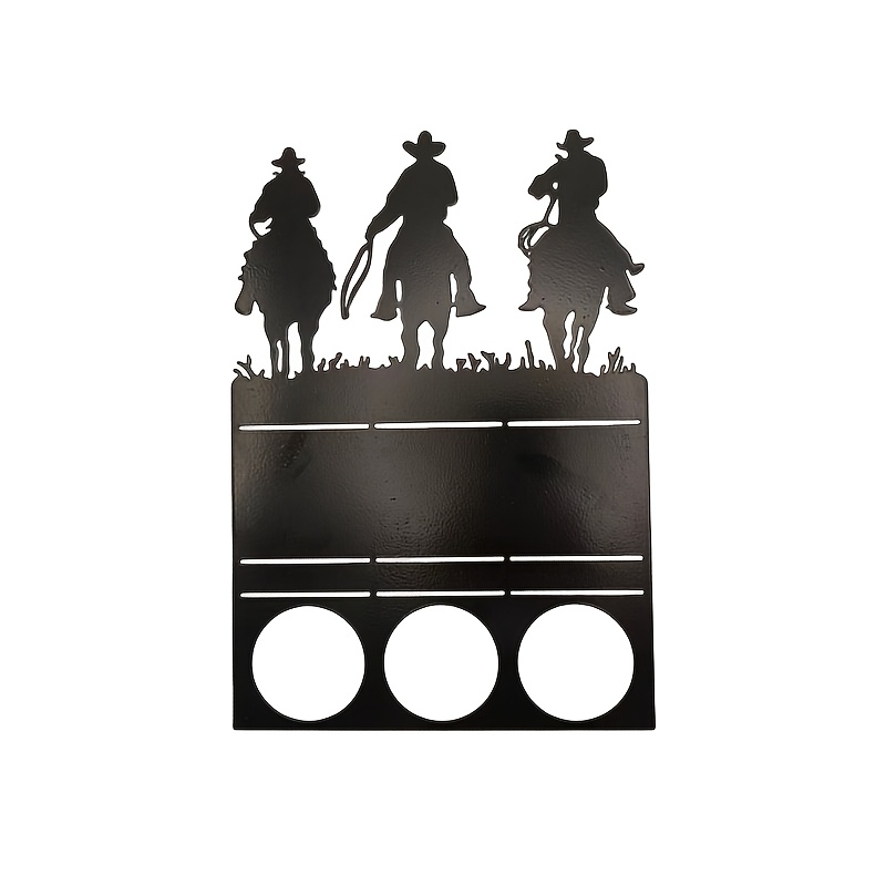 TEMU 1pc Black Metal Candlestick, Cool Cowboy Silhouette Design, Rustic Style Table Decor, Suitable For Christmas, Halloween, Thanksgiving, Autumn -
