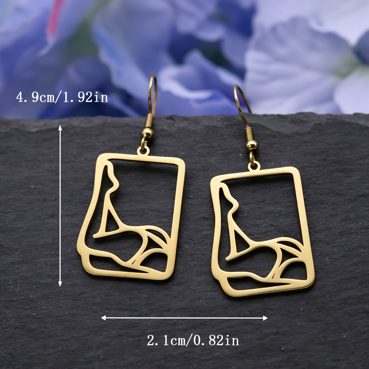 Feminist Body Art Stainless Steel Drop Earrings, Minimalist Design