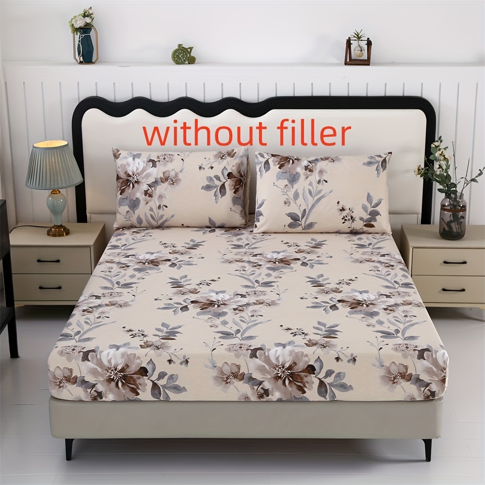 E-shop 3-teiliges Spannbettlaken-Set, 100% Baumwolle, 3-teilig, gebürstet, bedruckt, Schlafzimmer, Zuhause, Hotel, hautfreundlich, weich, bequem,
