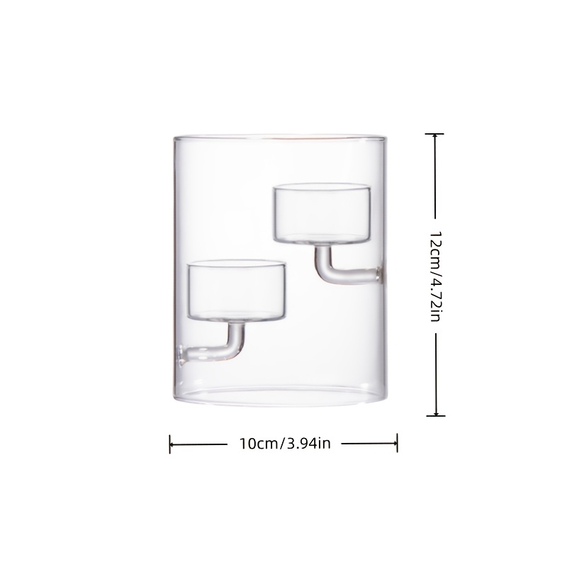 TEMU Portavelas de cristal de 1 pieza con vástago y taza, taza de vela de té para aromaterapia de sobremesa, soporte para velas de compartimento,