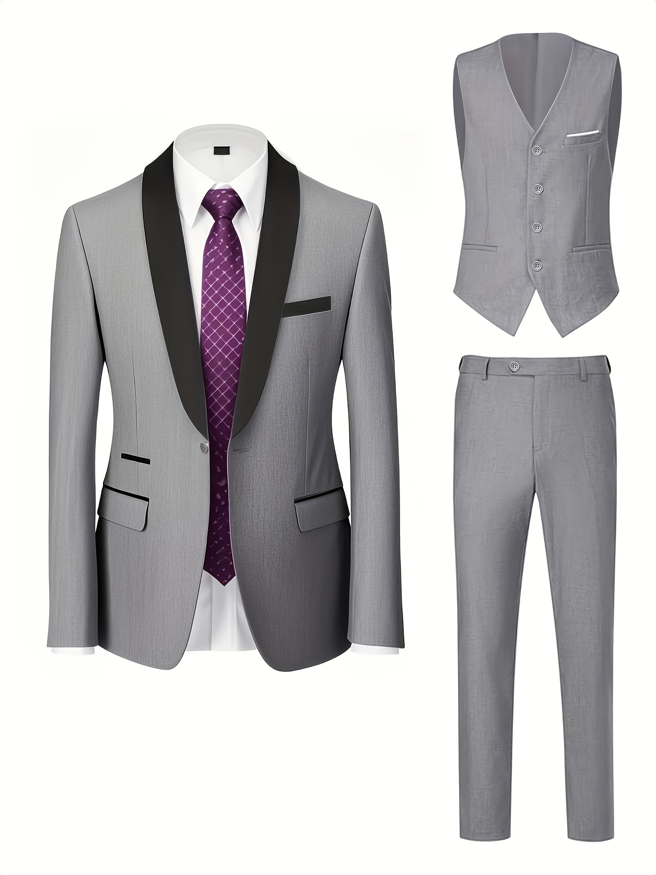 Ensemble trois pièces grande taille pour homme, veste de costume + gilet + pantalon de costume, costume amincissant et cranté, tenue formelle professionnelle d'affaires haut de gamme, robe de mariage pour photo de mariage, marié, banquet, hôte de scène, convient pour les trajets quotidiens au travail, réunion annuelle, fête