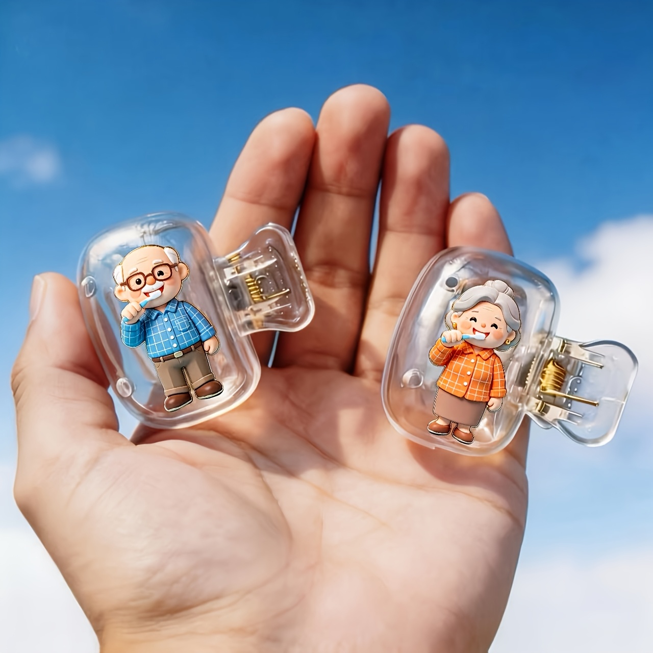 TEMU Set portaspazzolini portatili per nonni, clip per spazzolini e coperture protettive, per uso e in viaggio, grazioso portaspazzolini da viaggio e