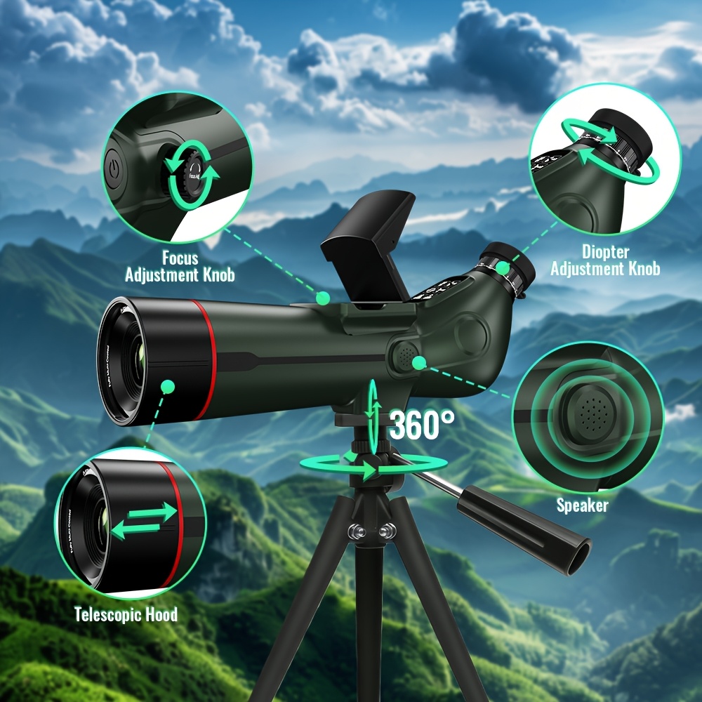 Smart Telescope with 4K Camera & Auto-Focus Refractor Telescope Suitable for Adults and Beginners, Portable Electronic Telescope with Internal/External Dual Screens, High Power Magnification for Stargazing, Astrophotography Camera System