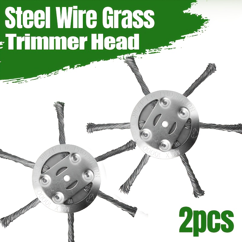 2 pack steel wire grass trimmer head 6 inches universal wire   trimmer head metal   eater head durable and wear resistant steel wire grass trimmer head