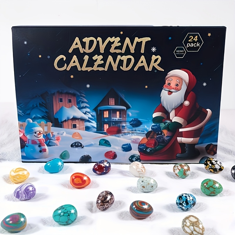 TEMU Christmas Ore Advent Calendar Gift Box With 24 Natural Egg Stones, Creative Holiday Gift For Christmas