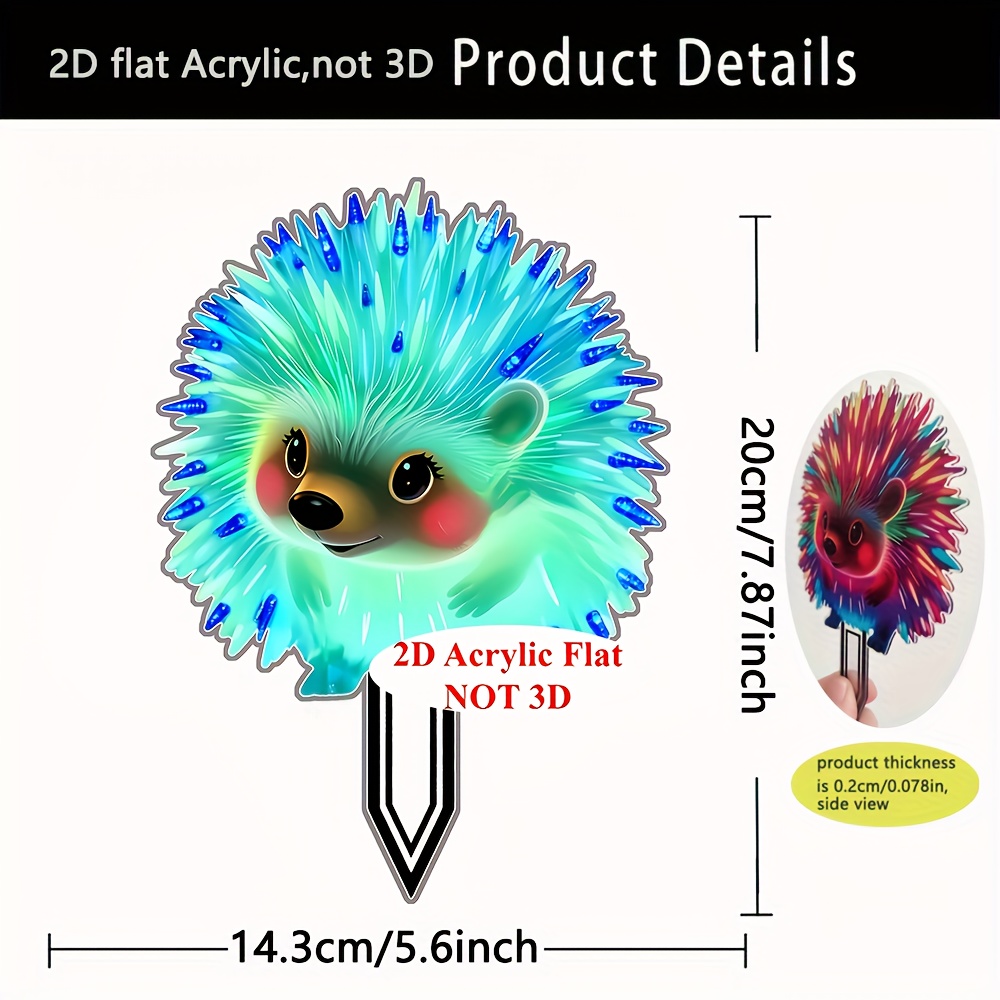 E-shop 2D Flat - 【2D Flat】 2D Flat - [2D Flat] 2D Flat, . UV-aktivierter, im Dunkeln leuchtender Igel Gartenstecker - 7,87-Zoll fluoreszierende