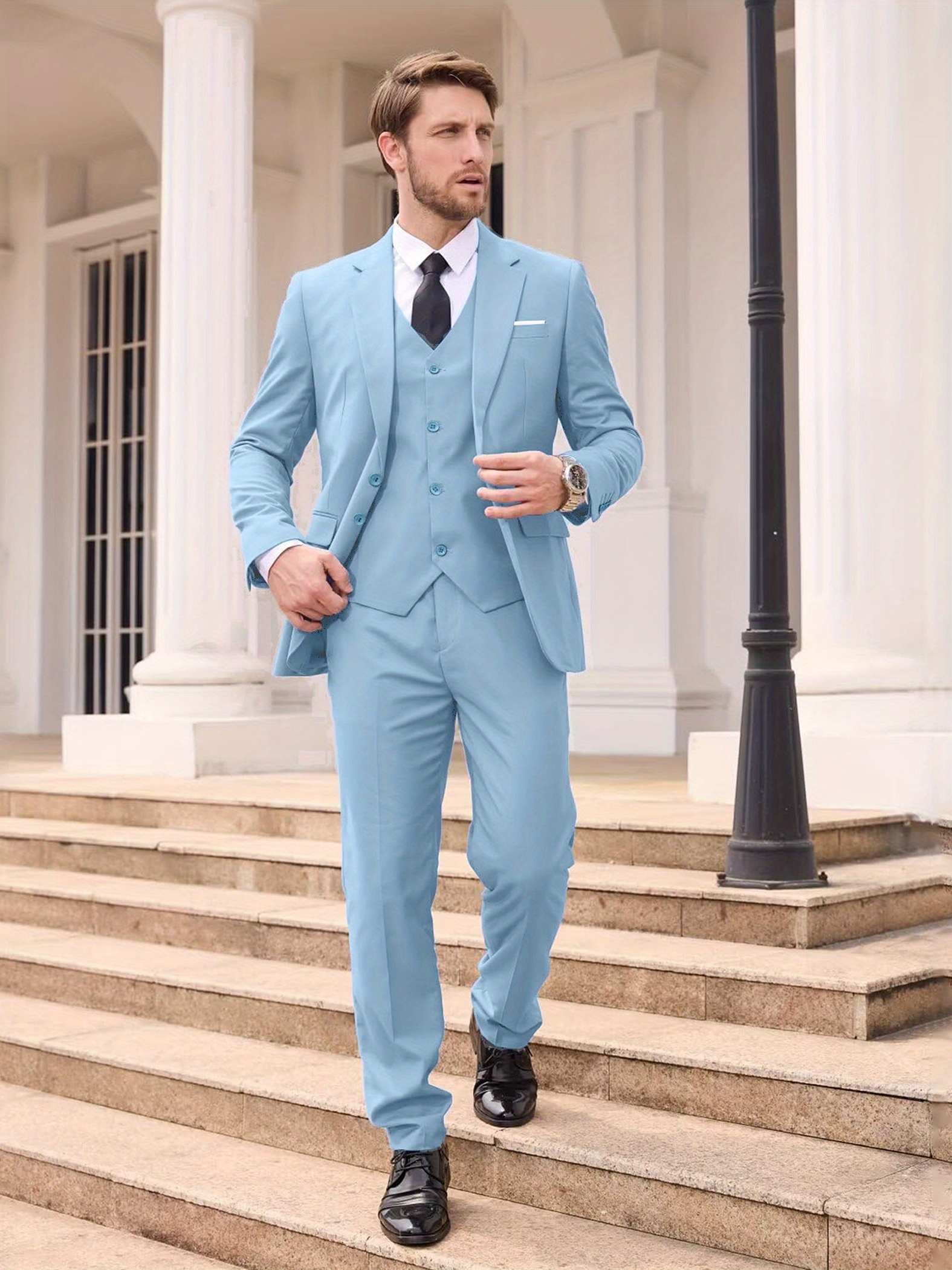 Slim Fit Traje Ajustado Hombre Clásico Beige Trajes De Hombre