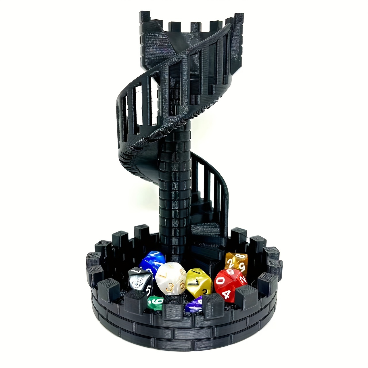 

1pc Black Plastic Dice Tower For Rpg, Hand- Gaming Dice Rolling Tray, Retro Architecture Design, Ideal For Halloween And Christmas Gifts